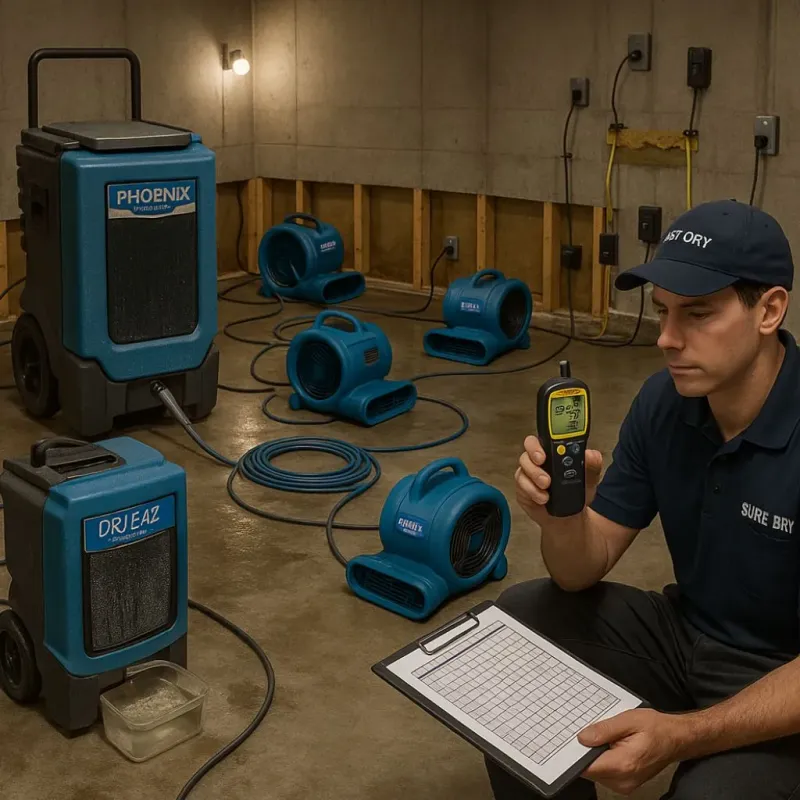 Structural Drying and Dehumidification process in Bastrop County, TX